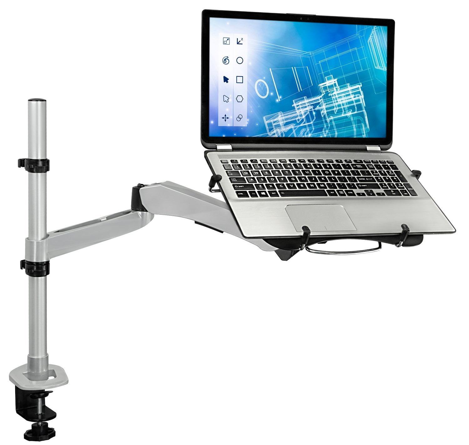 Mount It Desk Stand For Laptop Tablets Screens Up To 17 Mount It Desk Stand For Laptop Tablets Screens Up To 17 With Usb Powered Cooling Fan C Clamp Base Silver Mi 75806 Com