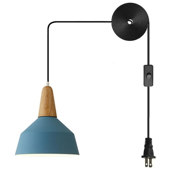 JLOWCO Led Hanging Lights with Plug in Cord,modern Pendant Lights Kitchen Island Lighting Over Sink Lighting Fixtures Blue (LED Bulb Include)