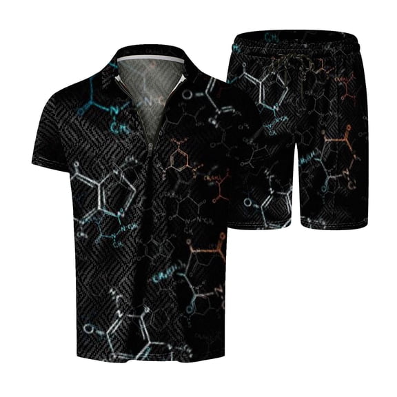 Vedolay Two Piece Short Outfit Men's Short Sets Outfits 2 Piece Summer Tracksuit Short Sleeve Polo Shirt and Shorts Set,Pink XXL