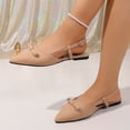 thumbnail image 6 of Samdudou Slip On Loafers for Women Closed Toe Pointed Front Slingback Flats Minimalist Design Delicate Small Bowknot Accent Smooth Faux Leather Classic Office Everyday Shoes, 6 of 9