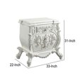 thumbnail image 5 of Nightstand with Ornate Floral Accent and 3 Drawers, Antique White, 5 of 6