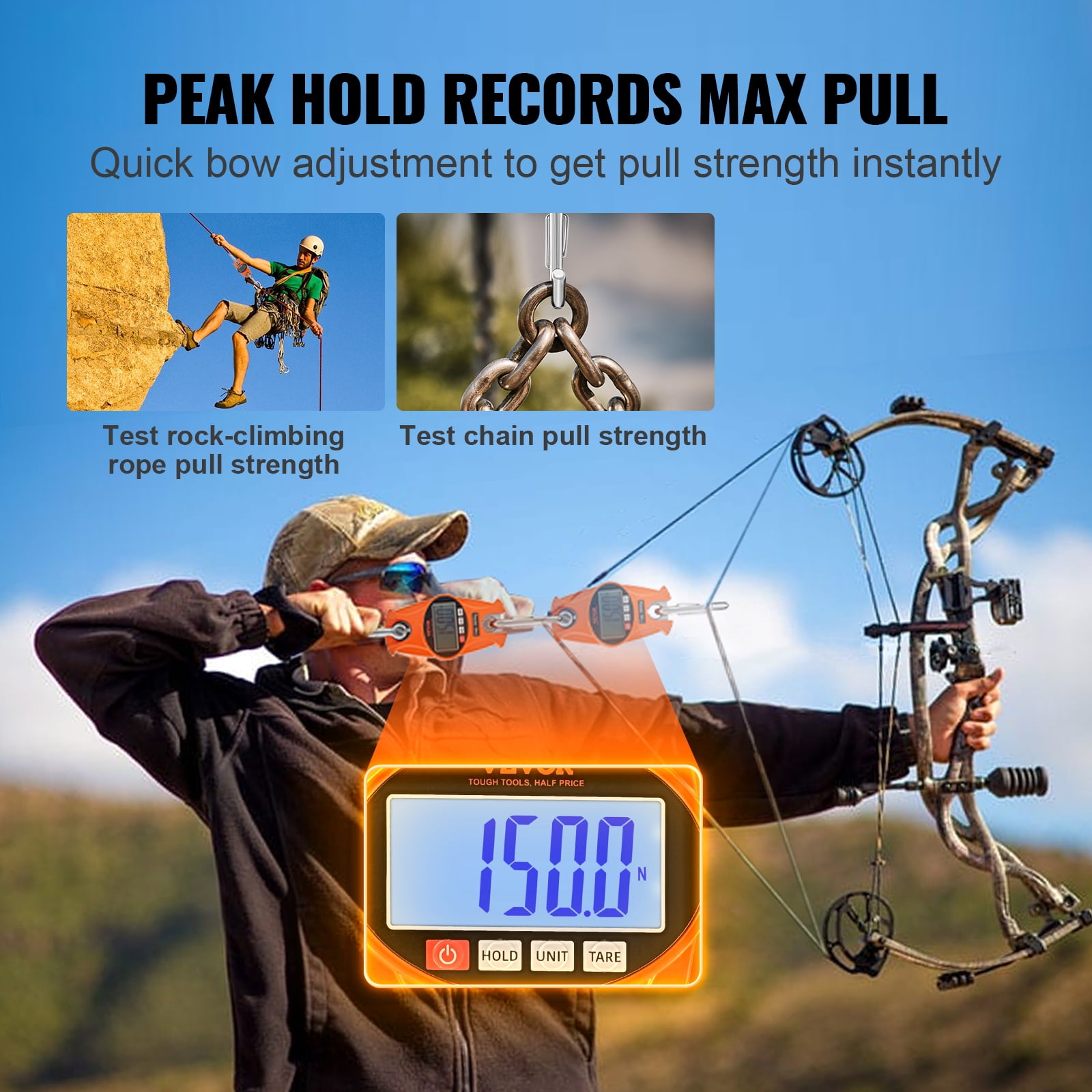 KFFKFF Digital Hanging Scale Mini Crane Scale 660 lbs/300 kg Cast Aluminum Case