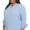 thumbnail image 4 of Alfred Dunner Womens Plus-Size Tie Sleeve Crinkle Textured Henley Top, 4 of 4