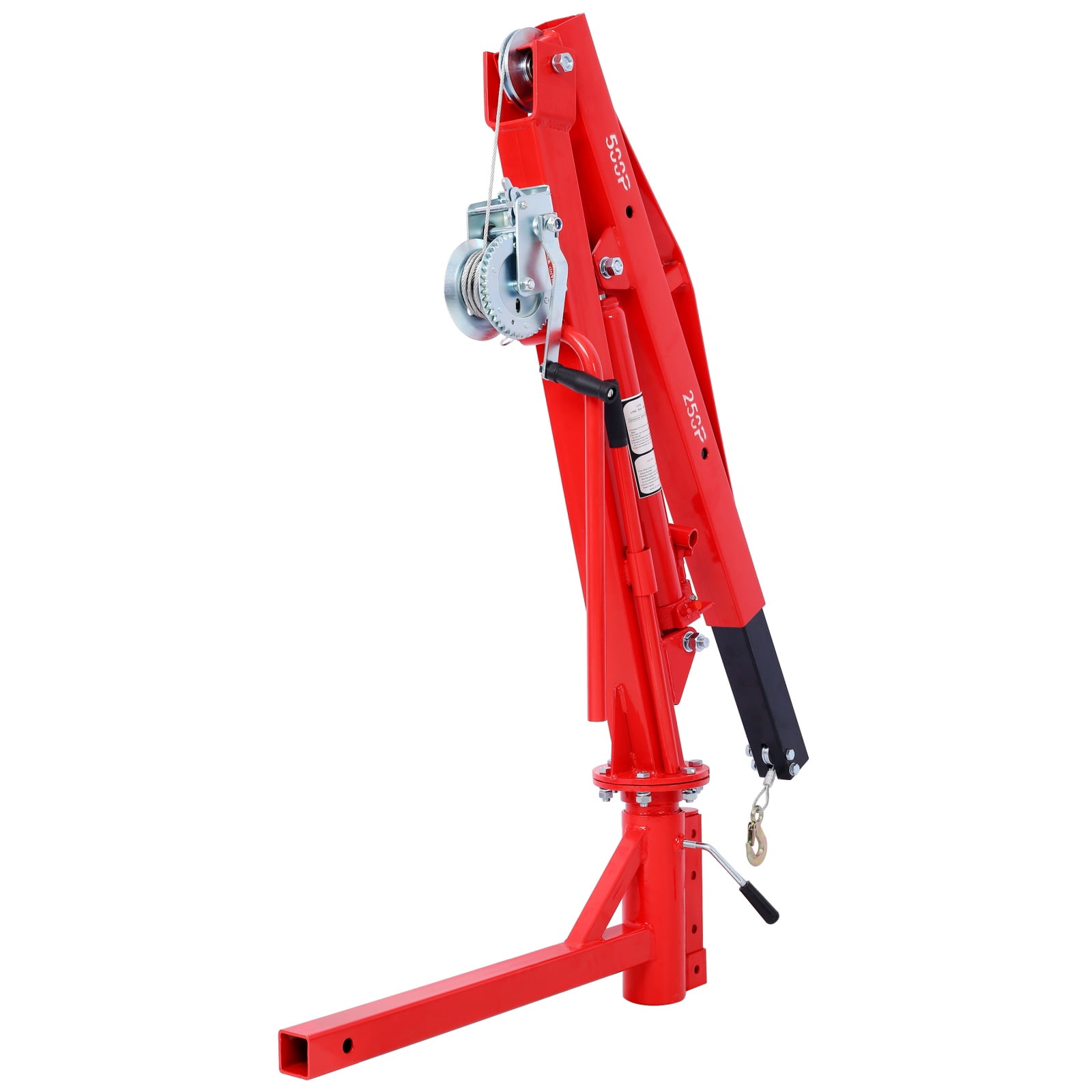 500LB Hydraulic Truck Crane, 2" Hitch Mounted PWC/Engine Hoist with Adjustable Boom (39.5"-54") for Loading Docks & Trailers