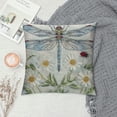 thumbnail image 2 of Orinice  Dragonfly Throw Pillow Cushion Cover, Vintage Retro Farm Life Inspired Moth with Daisies Lilies Leaves Image, Decorative Square Accent Pillow Case,  White, 2 of 5