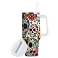 thumbnail image 2 of JSTEL Sugar Skull Day Of Dead Flower 30 oz Tumbler Stainless Steel Water Bottle Vacuum Insulated Cup with Straw Lid & Handle For Travel Car Cup Holder, 2 of 8