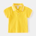 thumbnail image 2 of mgoYE Kids Boys Girls Short Sleeve School Uniform String Polo Shirts(Yellow,2-3 Years), 2 of 5
