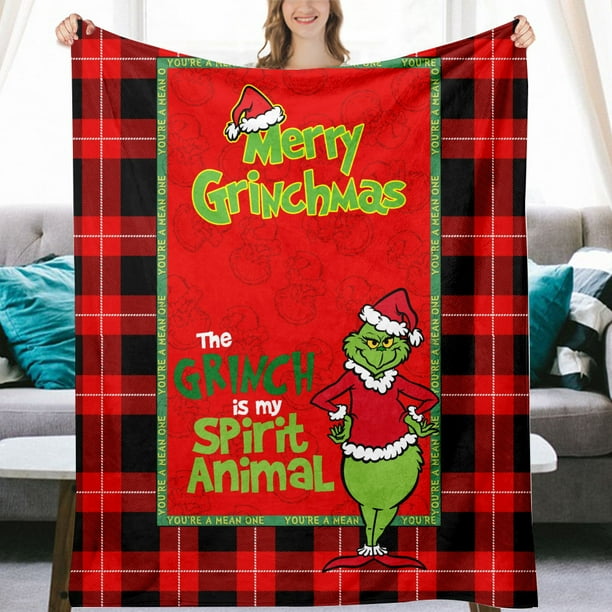 Christmas Grinch Throw Blanket Super Soft Cozy Fleece Fuzzy Christmas