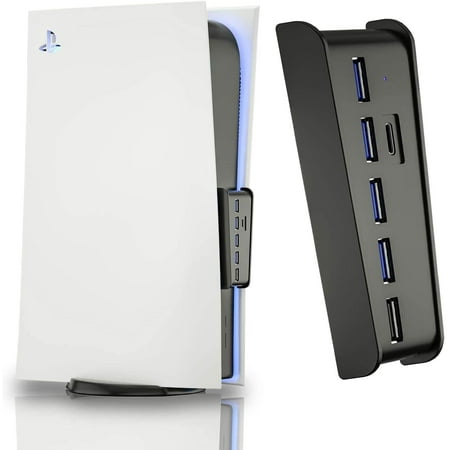 PS5 USB Hub 4 Ports, High-Speed Data Transfer, Fast Charging Ports for DualSense Controller, Splitter Expander for Playstation 5