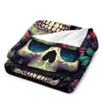 thumbnail image 3 of Colorful Flower Skull Flannel Blanket Lightweight Blanket for Couch Sofa Bed, Super Soft Cozy Print Warm Blanket, 3 of 8
