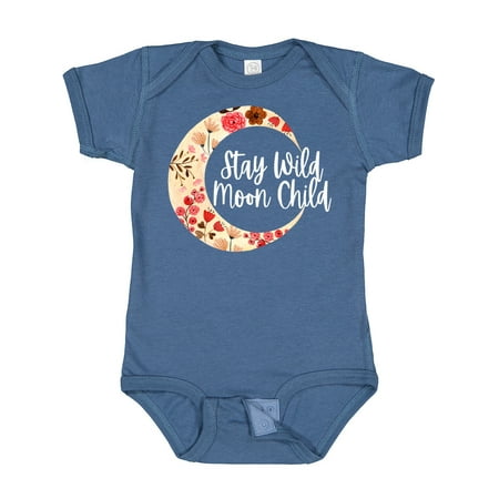 

Inktastic Baby Stay Wild Moon Child Crescent Moon with Flowers Gift Baby Girl Bodysuit