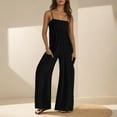 thumbnail image 2 of Ltctricy Jumpsuits for Women Casual Sleeveless Spaghetti Strap Wide Leg Summer Rompers One Piece Overalls with Pockets, 2 of 7
