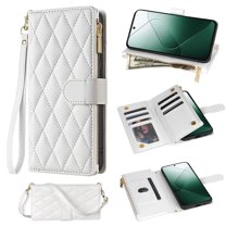 Phone Case for Google Pixel 9 / 9 Pro Wallet Cover with Shoulder Strap & Wrist Strap, Card Holder Slots Stand PU Leather Zipper Pocket Flip Case Magnetic Buckle Women Girls, White