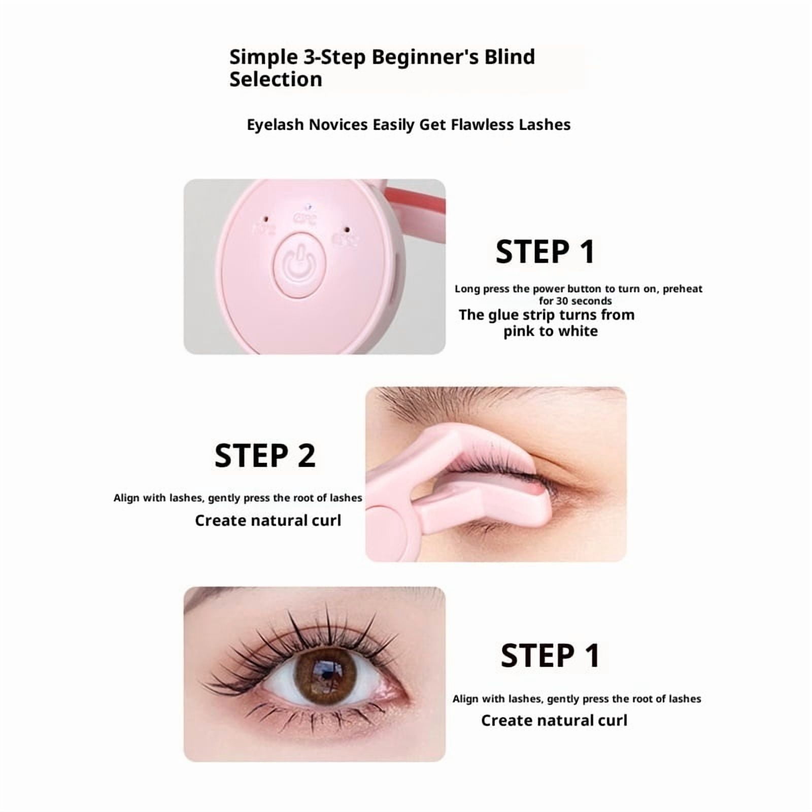 2pcs Heated Eyelash Curlers with 3 Heating Modes, Rechargeable Electric Eyelash Curler with Type-C, Anti-Burn Mini Lash Curler, Gift for Women Girls, Pink