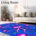 thumbnail image 2 of ODIKA 3'x5' Machine Washable Non-Slip Area Rug, Happy Maritime Creatures Mosaic with Jellyfish and Swirling Waves High Traffic Rug, Pink, 720710, 2 of 5
