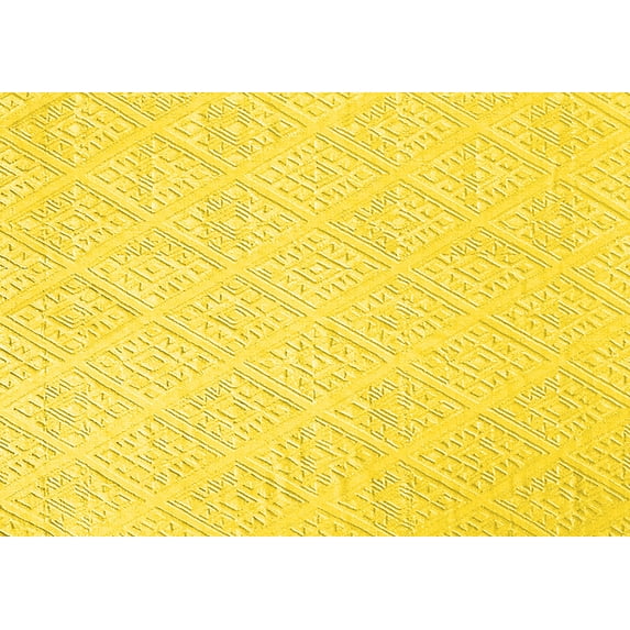 Ahgly Company Machine Washable Indoor Rectangle Solid Yellow Modern Area Rugs, 2' x 3'