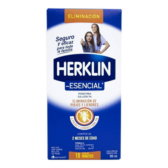 Novo Herklin 2000 solución 5% para remover piojos y liendres 100 ml