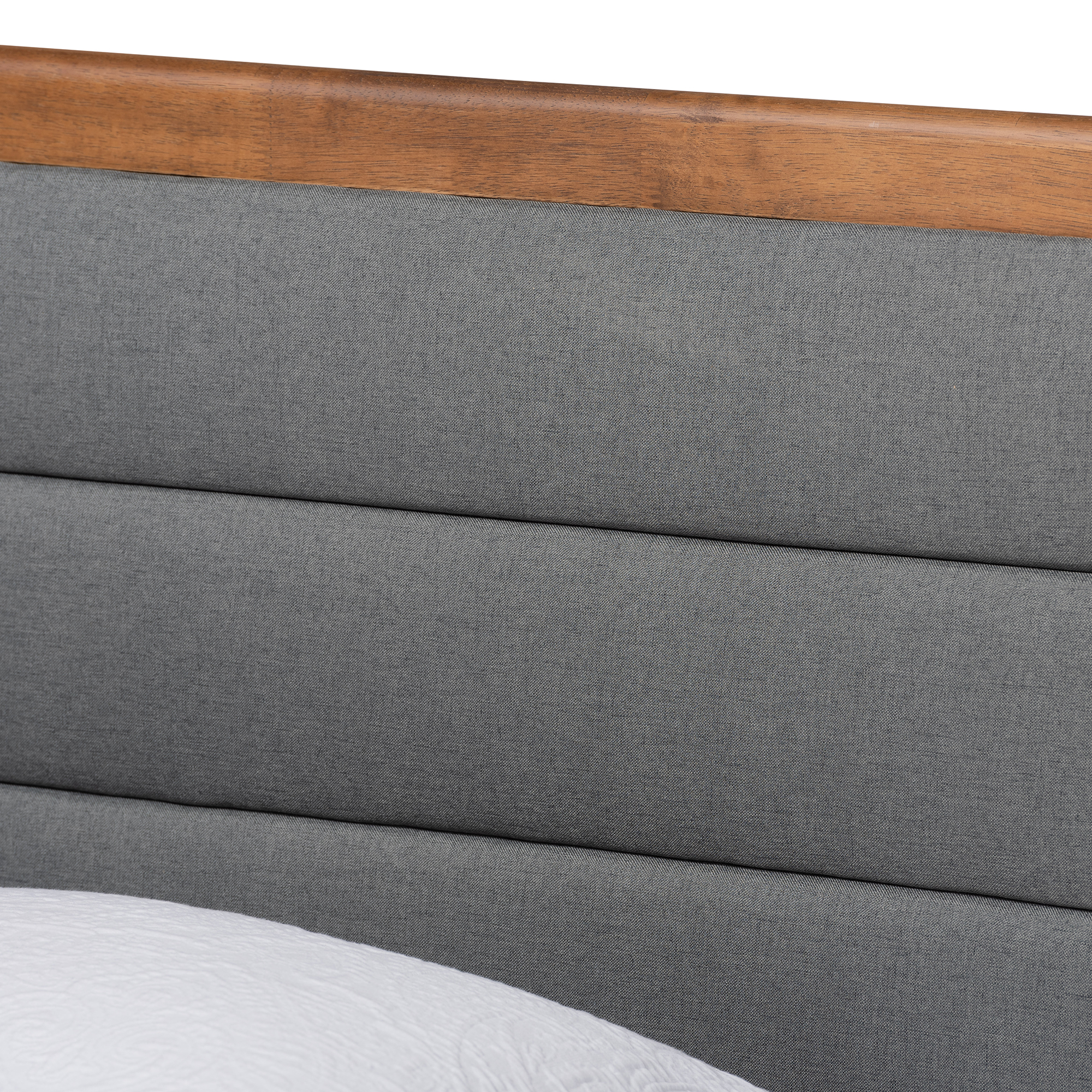 Baxton Studio Linn Mid-Century Modern Dark Grey Fabric Upholstered and Walnut Brown Finished Wood Twin Size Platform Bed