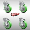 thumbnail image 2 of 5 Inch Green Polyurethane Wheel Swivel Bolt Hole Caster Set with Brake SCC, 2 of 2