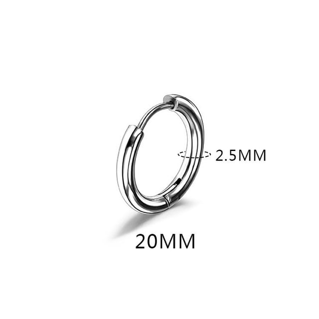 Pendientes con hebilla para la oreja con forma de anillo redondo de acero de titanio de 2,5 de espesor, con personalidad para hombres y mujeres