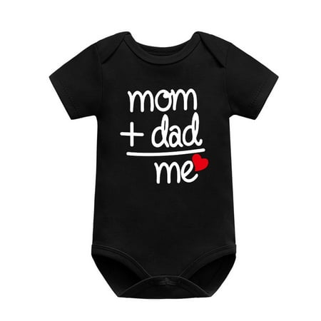 

Jsezml Newborn Baby Clothes Mom+Dad Love Me Onesies For Baby Girl Boy Summer Short Sleeve Bodysuit Romper 0-24M