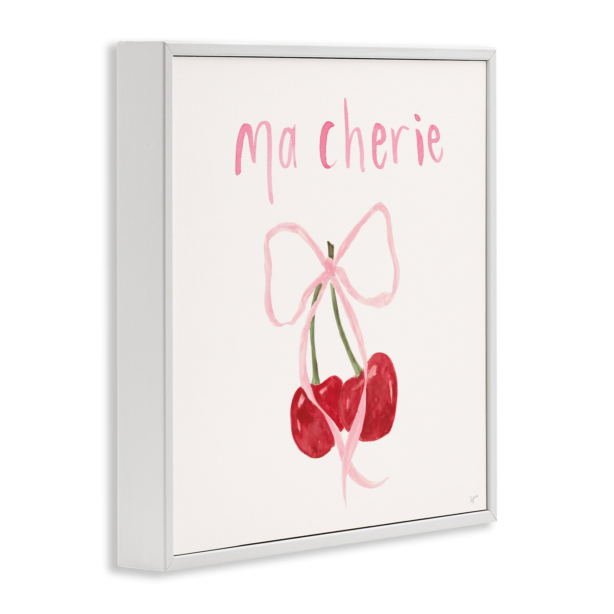 Stupell Industries Ma Cherie Ribboned Cherries White Framed Giclee Art, design by Lucille Price