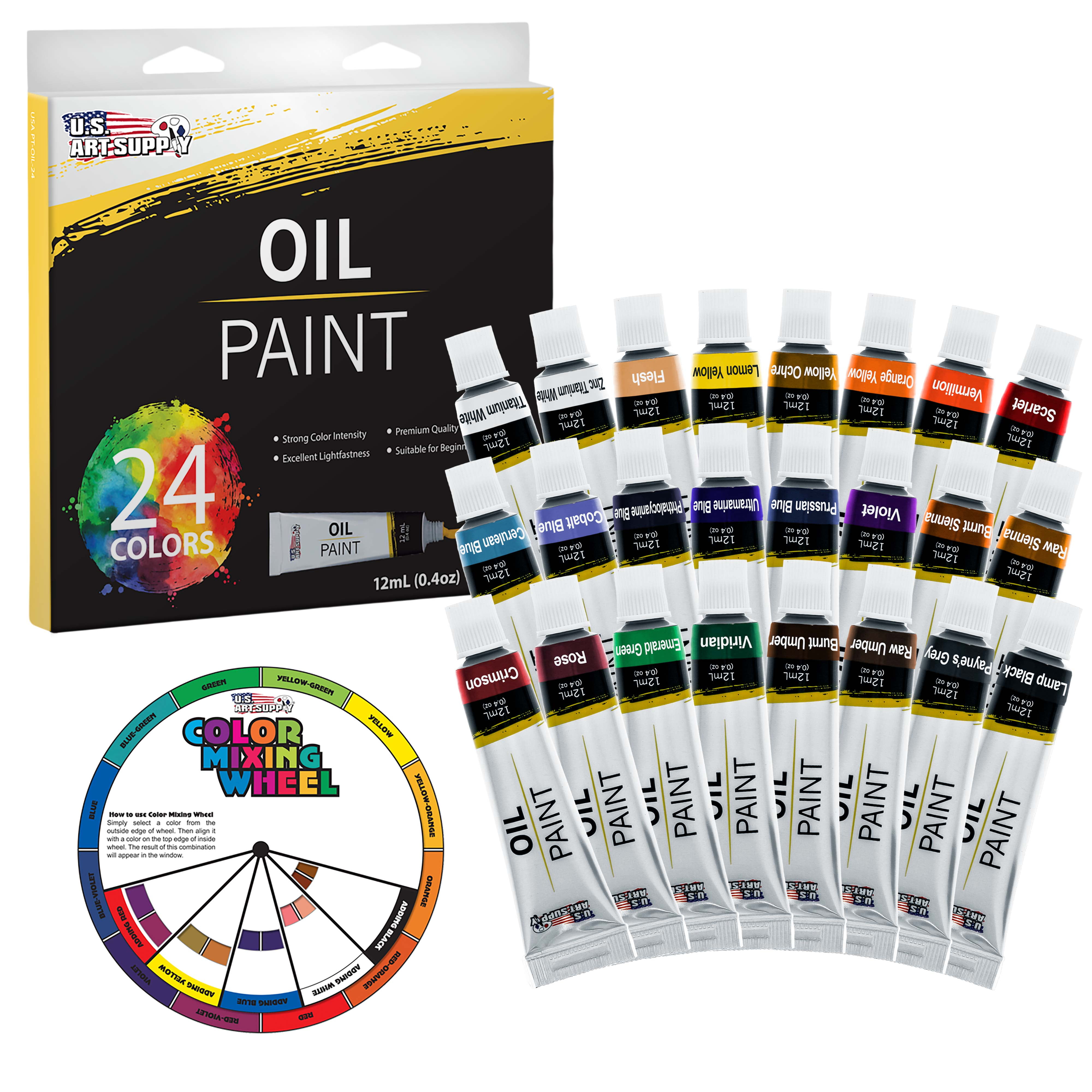 U.S. Art Supply 0.4 oz Multi-color Gloss Oil Art Paint (25 Pieces)