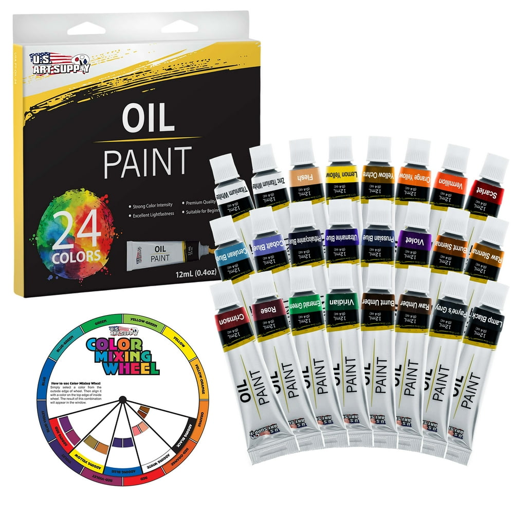 24 Color Set of Art Oil Paint in 12ml Tubes Rich Vivid Colors for