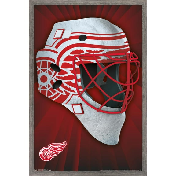 NHL Detroit Redwings - Mask 16 Wall Poster, 22.375" x 34", Framed