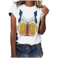 thumbnail image 1 of Pompotops Blouse Décontractée Mode Femme Imprimé Oktoberfest Col Rond T-Shirt Blouse Imprimée Tee Liquidation, 1 of 5