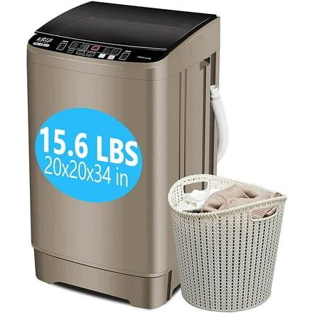 Full-Automatic Washing Machine 15.6 lbs Krib Bling Portable Compact Laundry Washer with...