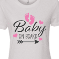 thumbnail image 4 of Inktastic Baby on Board with Arrow Pink Footprints and Hearts Women's T-Shirt, 4 of 5