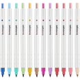 thumbnail image 1 of 12 Color Ink Pens Retractable Water Base Quick-Dry Ink 0.6mm Fiber Pen Tip Gift Scrapbooks Tool Journaling Writing Art Painting Birthday Card, 1 of 5