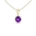 thumbnail image 1 of Angara Collier en Améthyste Naturelle - Pendentif Solitaire Rond en Améthyste avec Broches en Or Jaune 14K pour Femmes, 1 of 9