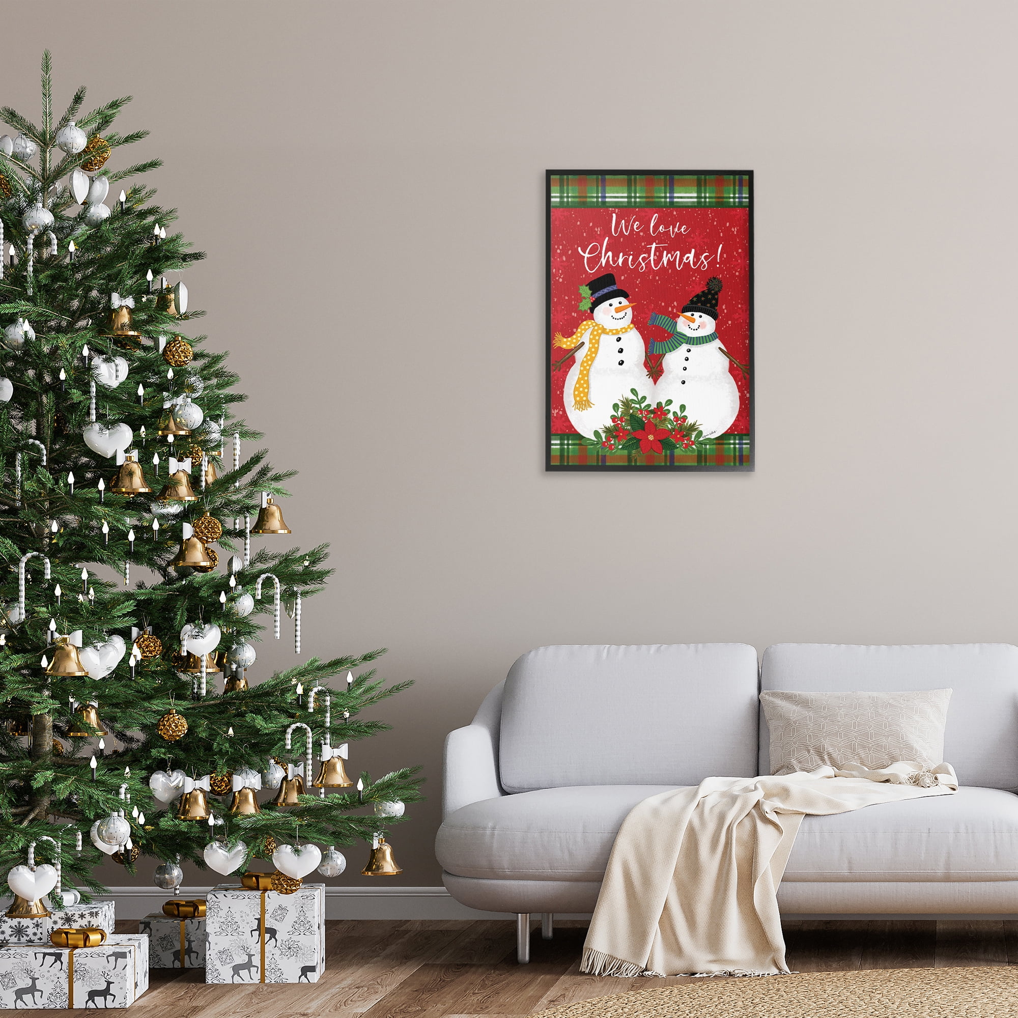 Stupell Industries We Love Christmas Holiday Painting Black Framed Art Print Wall Art, 20 x 30