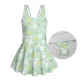 thumbnail image 6 of COEQINE Swim Dress for Girls with Built-in Liner & Flowy Skirt, Scoop Neck V-Back Playful Tankini Style Swimsuit for 3-4 Year Olds, Polyester Spandex Blend, Easter Bunny Chick Egg Green, 6 of 8