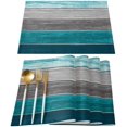 thumbnail image 1 of Placemats Set of 6, Retro Rustic Barn Wood Texture Polyester Stain Resistant Table Mats Washable Placemat Decoration for Kitchen Dining Table Ombre Peacock Blue Gray, 1 of 6
