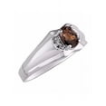 thumbnail image 3 of RYLOS Mens Rings Sterling Silver Classic Design 7X5MM Oval Gemstone & Diamond  Smoky Quartz June Birthstone Ring Size 10, 3 of 6