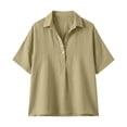 thumbnail image 6 of UAMVSH Womens T Shirts Loose Pleated Button Up Short Sleeve Tunic Tops Business Casual Collared Work Blouses Summer Outfits, 6 of 6