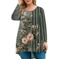 thumbnail image 2 of Xyxonk Plus Size Tops for Women Dressy Fashion Floral Womens Tops Womens Crew Neck Tunic Long Sleeve Tops Floral Print Casual Tee Shirts 5x Women Plus Size Clothing Dark Gray 2XL, 2 of 5