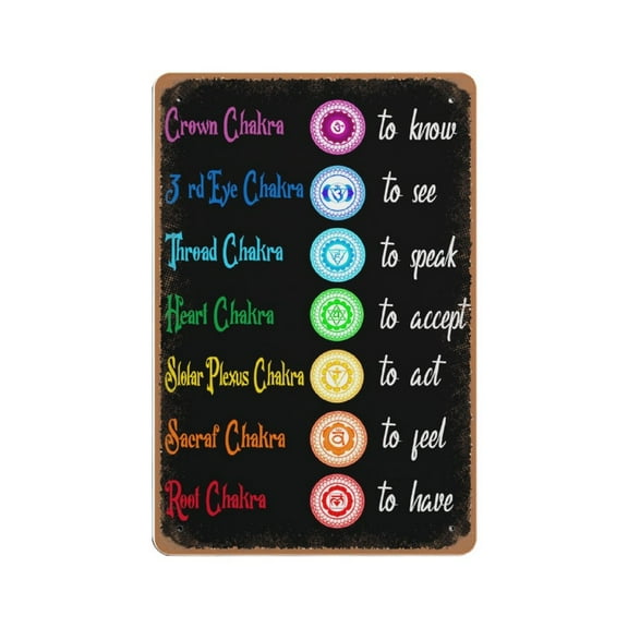 Spiritual tin sign, Chakra tin sign, Home Decor Protection, Mindfulness Gift, Buddha Art, Yoga Print, Yoga Gift,Retro art, home living room, country house, metal tin sign 5.5x 8 inches
