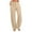 Khaki, variant on DeHolifer Women's Pants Elastic Waist Drawstring Pocket High Waist Wide Leg Loose Casual Capris Pants Blue M