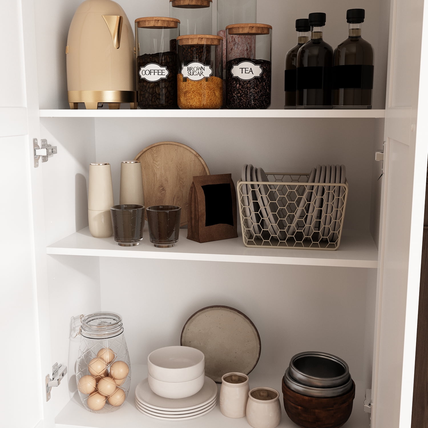 MONSLIPA 71" Tall Kitchen Pantry, Freestanding Pantry Cabinet with Adjustable Shelves and Doors for Kitchen Dining Room, White