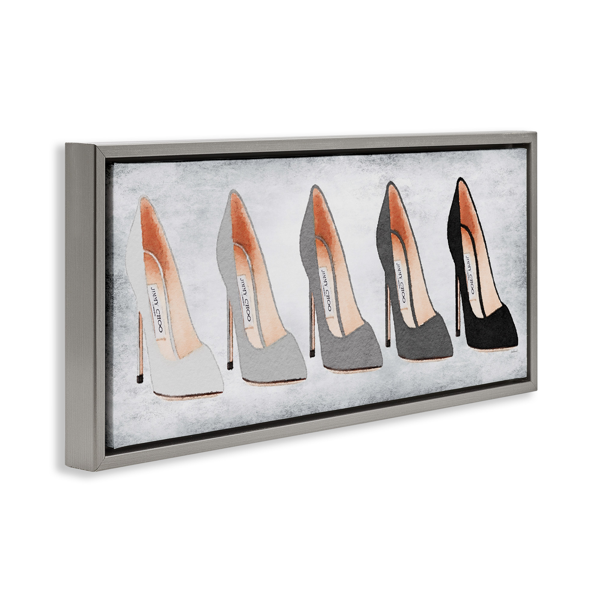 Stupell Industries Glam High Heels Grey Shades Beauty & Fashion Painting Gray Floater Framed Canvas Art Print Wall Art, 25 x 11