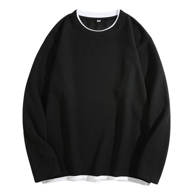 pstuiky Camisas de invierno de manga larga para hombre, Sudadera con capucha de dos piezas, manga larga, redonda, color liso, informal, para hombre Tops casuales para hombres xxxxxl
