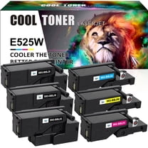 Cool Toner Compatible E525W Toner for Dell E525W E525 593-BBJX 593-BBJU 593-BBJV 593-BBJW Replacement Color Printer Toner Ink 3 * Black, Cyan, Magenta, Yellow, 6-Pack