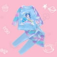 thumbnail image 3 of URMAGIC Princess Girls Two Pieces Mermaid Swimsuit 1-8T Kids Long Rashguard Ruffle Skirt Swimwear, 3 of 4