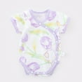 thumbnail image 2 of Zwiiyzr 0-2T Unisex Cotton Cute Infant Romper One-Piece Baby Bodysuit Newborn Button Front Short Sleeve Infant Neutral Outfits Purple, 2 of 5