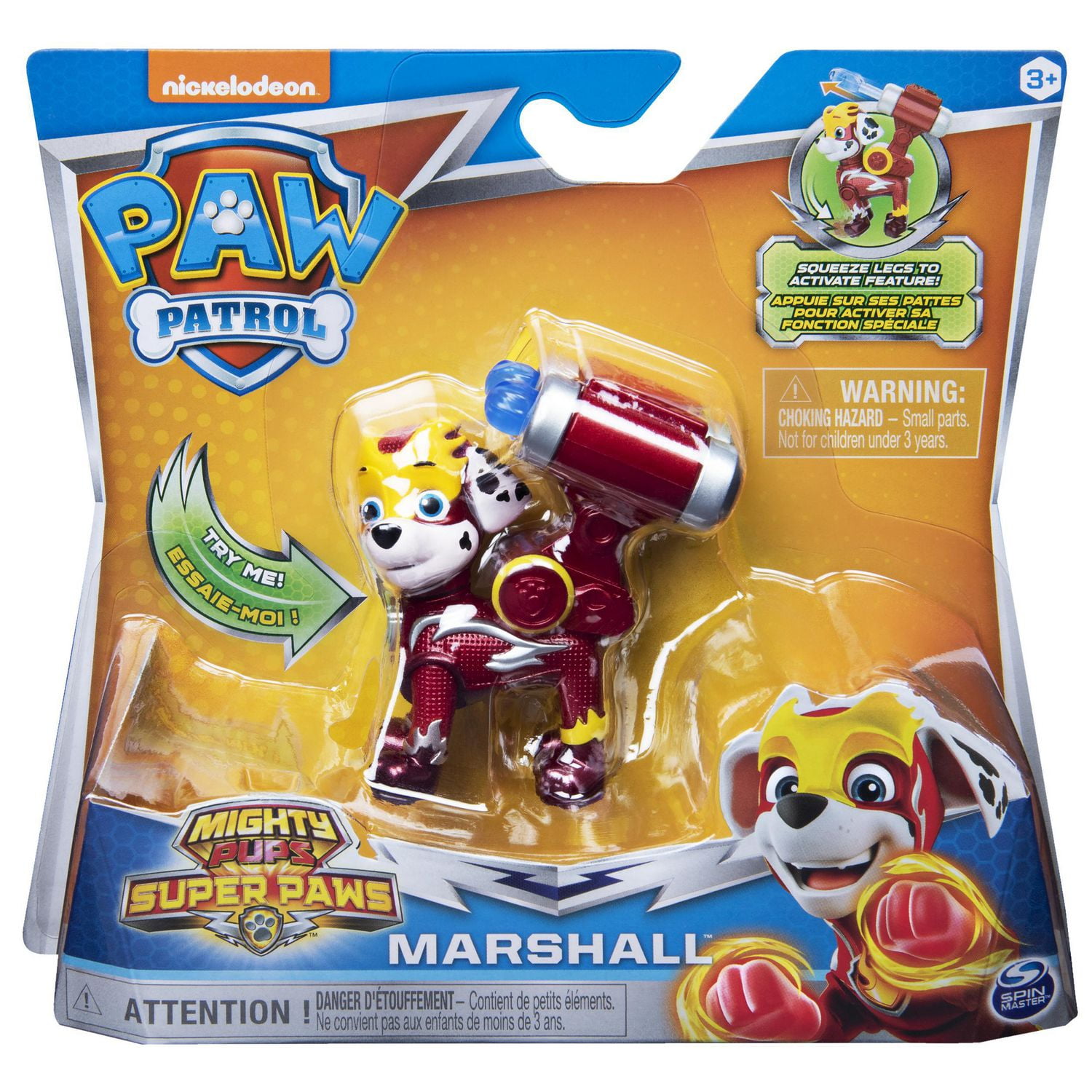 PAW Patrol, Mighty Pups Super PAWs, Figurine Marcus avec sac à dos transformable, pour les enfants à partir de 3 ans