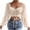 Khaki, variant on Qiopertar Women's Short Sleeve Mesh Cropped Top V-Neck Drawstring Blouse Casual Party Club Night Out Fashion Tops, Black M